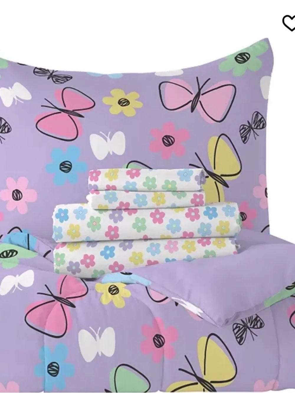 Unbranded Lavender Butterfly & Flower Comforter Set